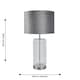 image 4 of First Choice Lighting Clear Fluted Glass Lamp with Grey Velvet Shade Chrome | Grey