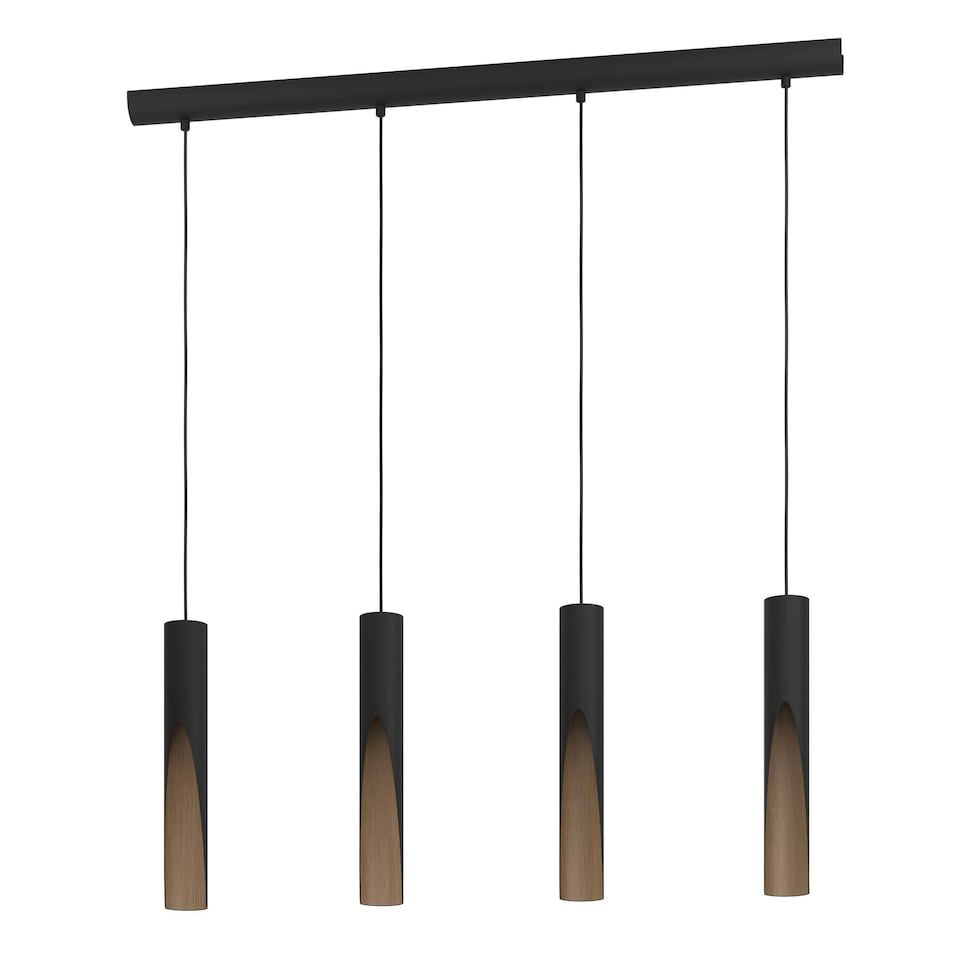 image 1 of EGLO Barbotto Modern Industrial 4 Pendant Light WBS Black