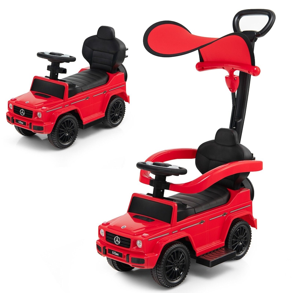 image 1 of COSTWAY 3-in-1 Licensed Mercedes Benz Ride on Push Car Red