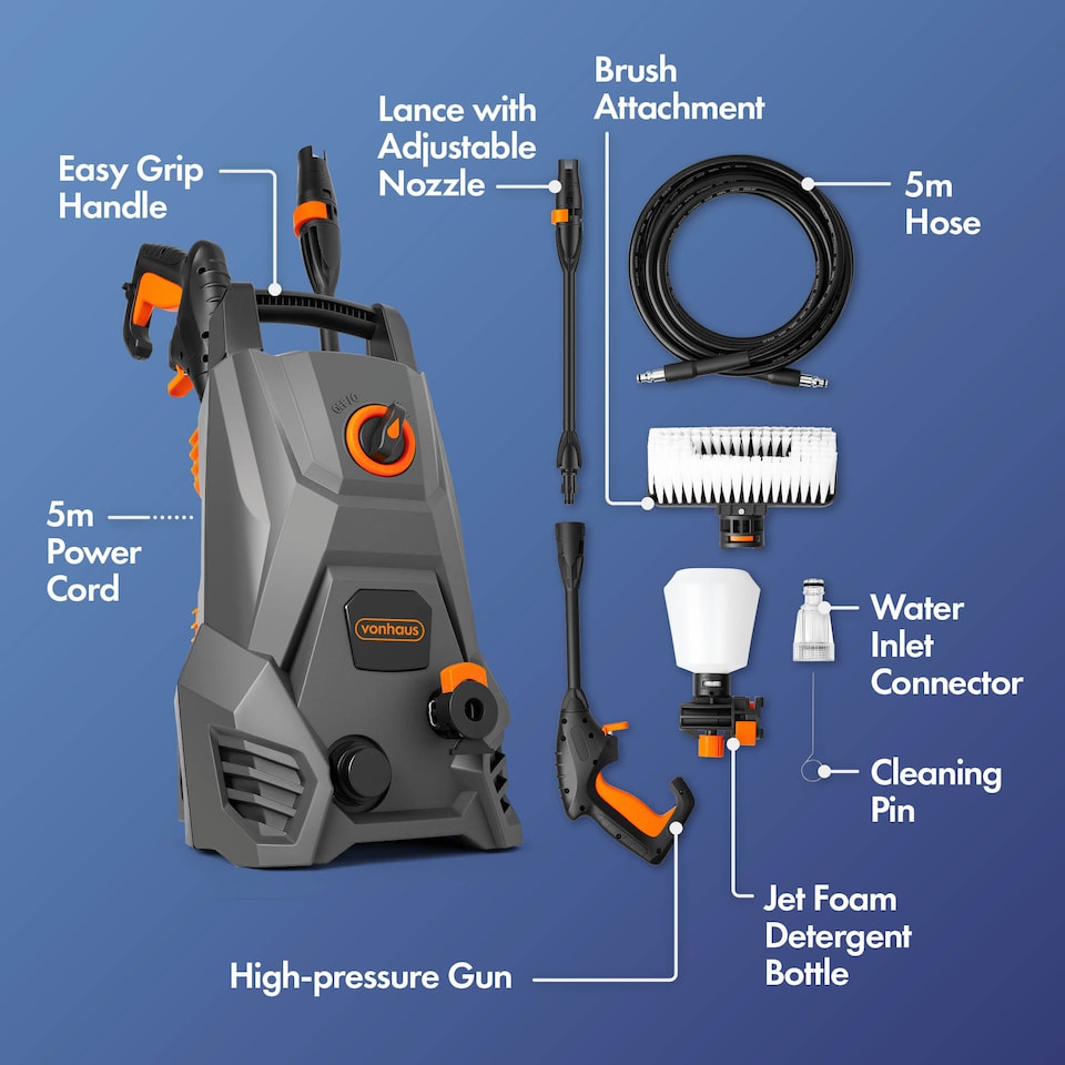 image 1 of VonHaus Portable Pressure Washer 1500w