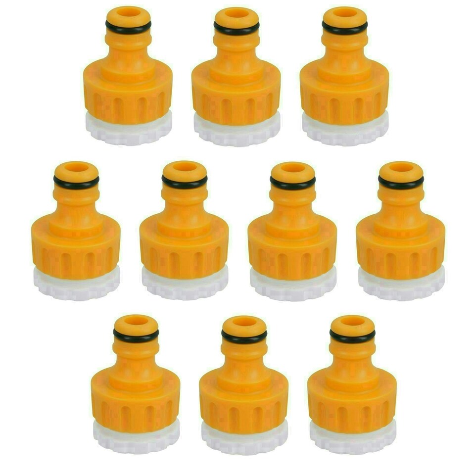 image 1 of Outdoor Garden Tap Hose Threaded Tap Connector 3/4in with 1/2in Reducer 10pc