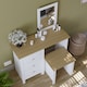image 2 of Vida Designs Arlington 3 Drawer Dressing Table Mirror & Stool Set Vanity Makeup Desk, White & Oak
