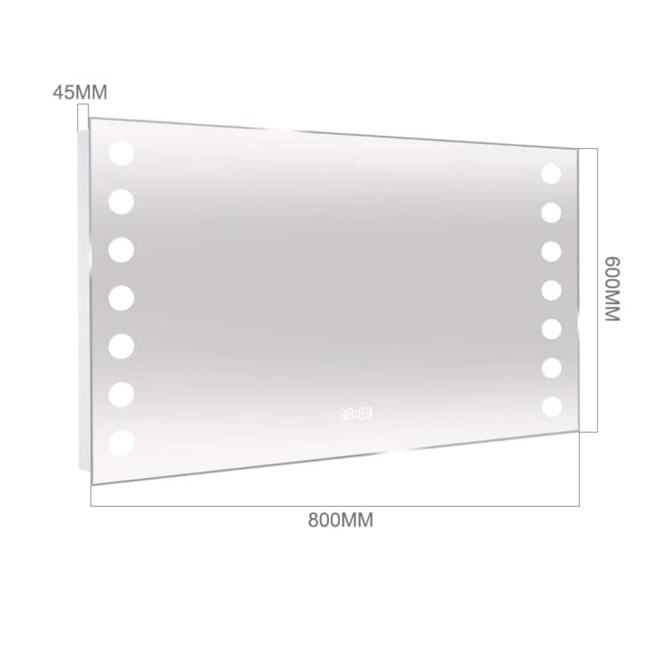 image 1 of Living and Home Fog-Free Bathroom Mirror with Round LED Lights - 80*60* H