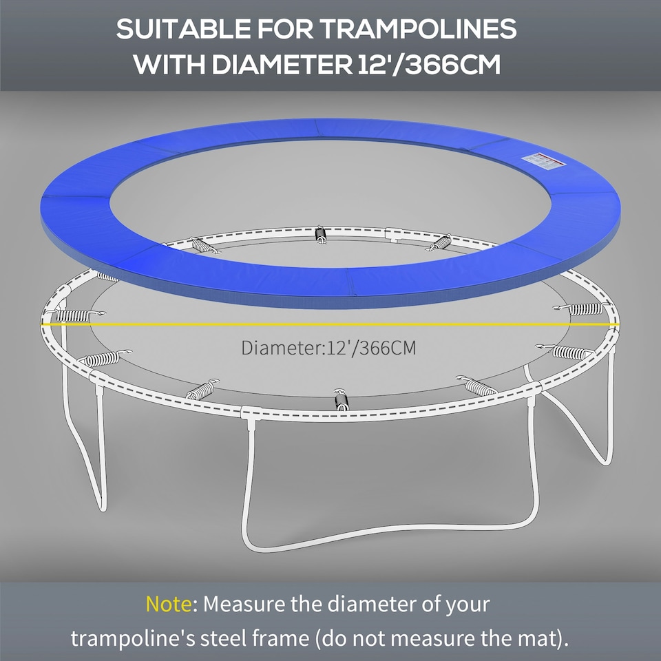 image 1 of HOMCOM 12ft Trampoline Accessories Pad Surround Pad Replacement Spare Blue