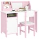 image 1 of HOMCOM 2 PCs Childrens Table and Chair Set w/ Whiteboard Storage - Pink 
