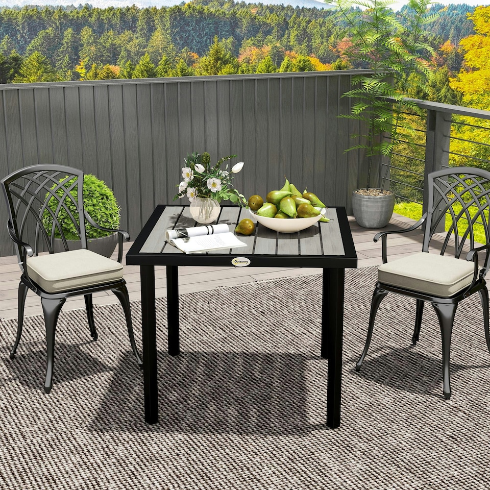 image 1 of Outsunny Garden Table for 4 Person with 5.4cm Parasol Hole