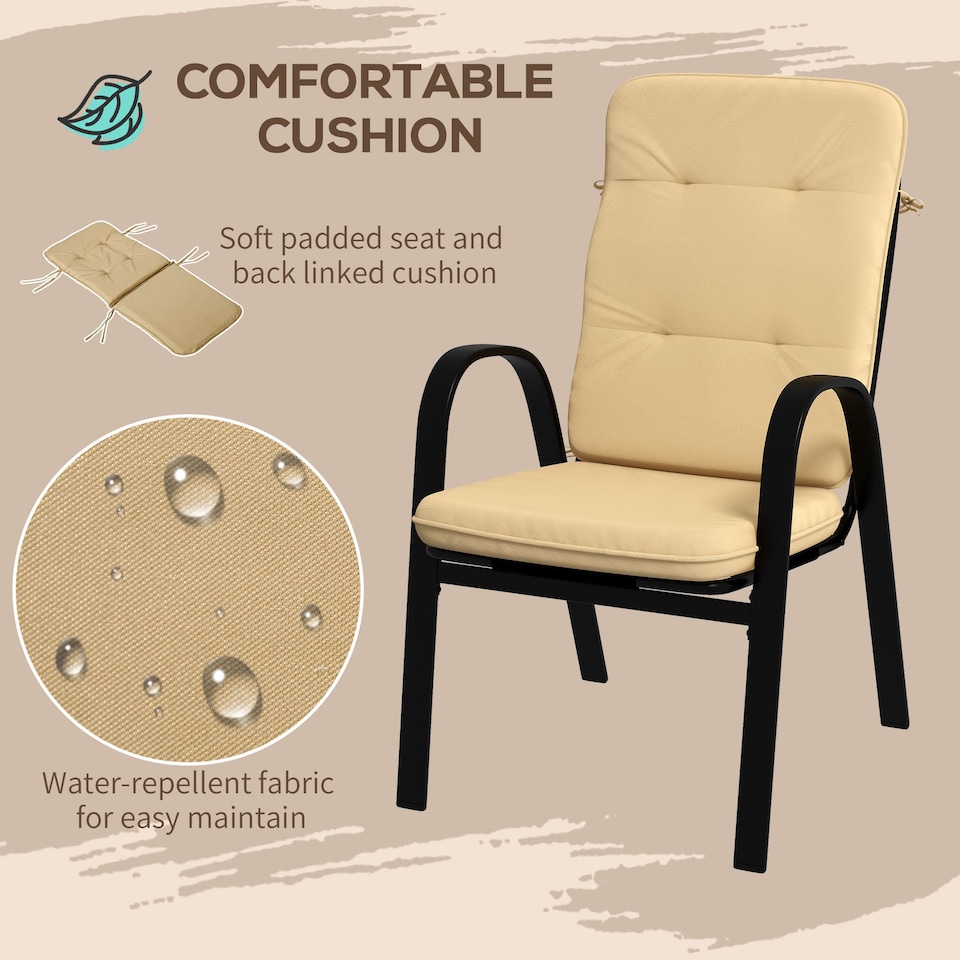 image 1 of Outsunny Garden Dining Set, Tempered Glass Table w/ Umbrella Hole Beige