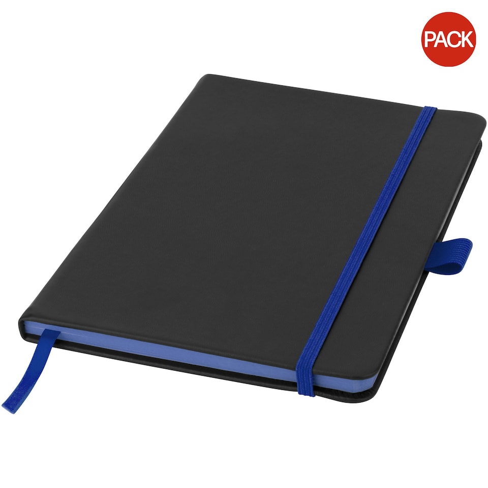 Bullet Colour Edge A5 Notebook (Pack of 2) - Solid Black/Royal Blue - 21 x 14.2 x 1.1 cm