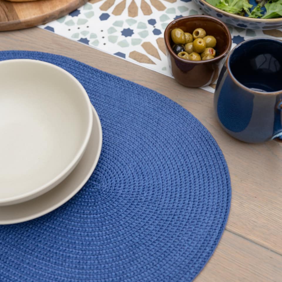 image 1 of d-c-fix Deep Blue 44 x 29cm Oval Weave Placemats Pack 4