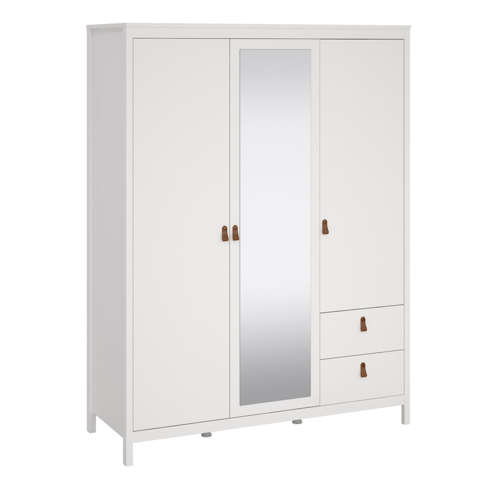 image 1 of Barcelona Wardrobe with 2 Doors 1 Mirror Door 2 Drawers in White