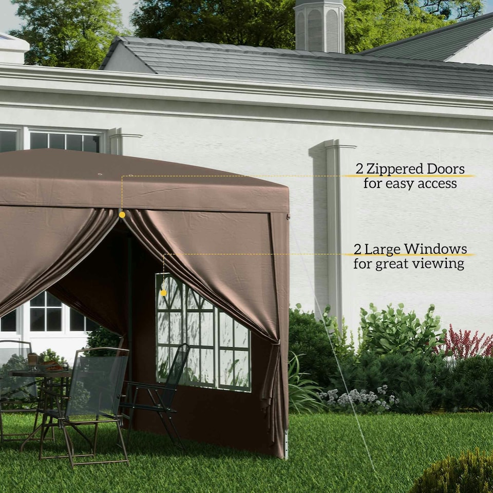 image 1 of Outsunny 3x3 m Pop Up Gazebo Party Tent Canopy Marquee with Storage Bag Coffee