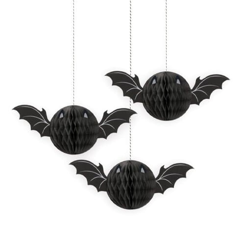 Halloween Bat Honeycomb Hanging Decorations - Pack of 3