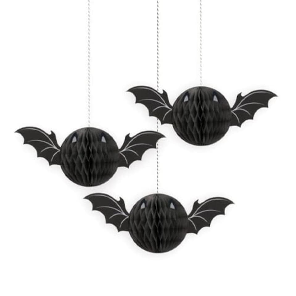 Halloween Bat Honeycomb Hanging Decorations - Pack of 3
