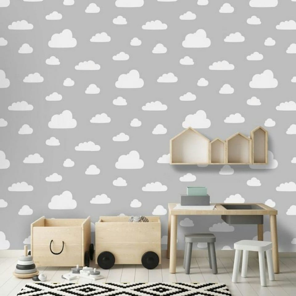 image 1 of World of Wallpaper Clouds Wallpaper - Grey/White - One Size | Grey