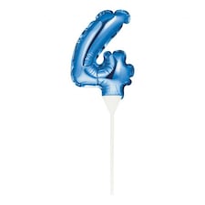 Number 4 Balloon Cake Topper - Blue - Mini