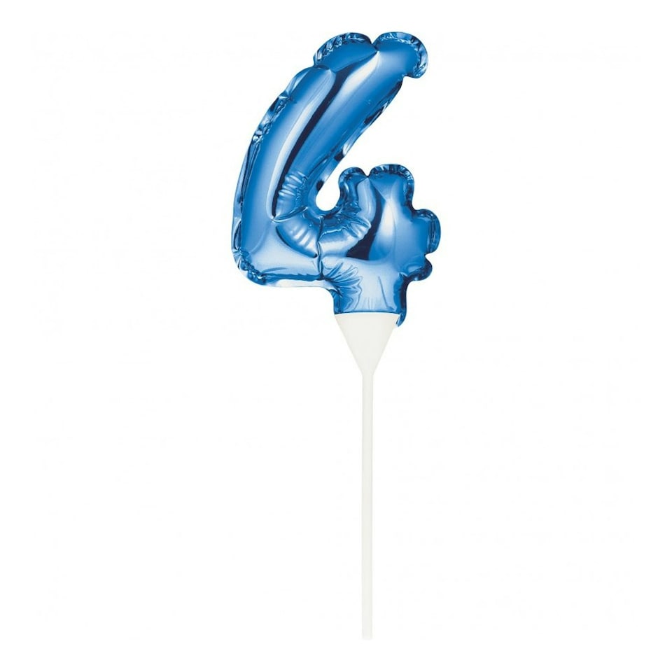 Number 4 Balloon Cake Topper - Blue - Mini