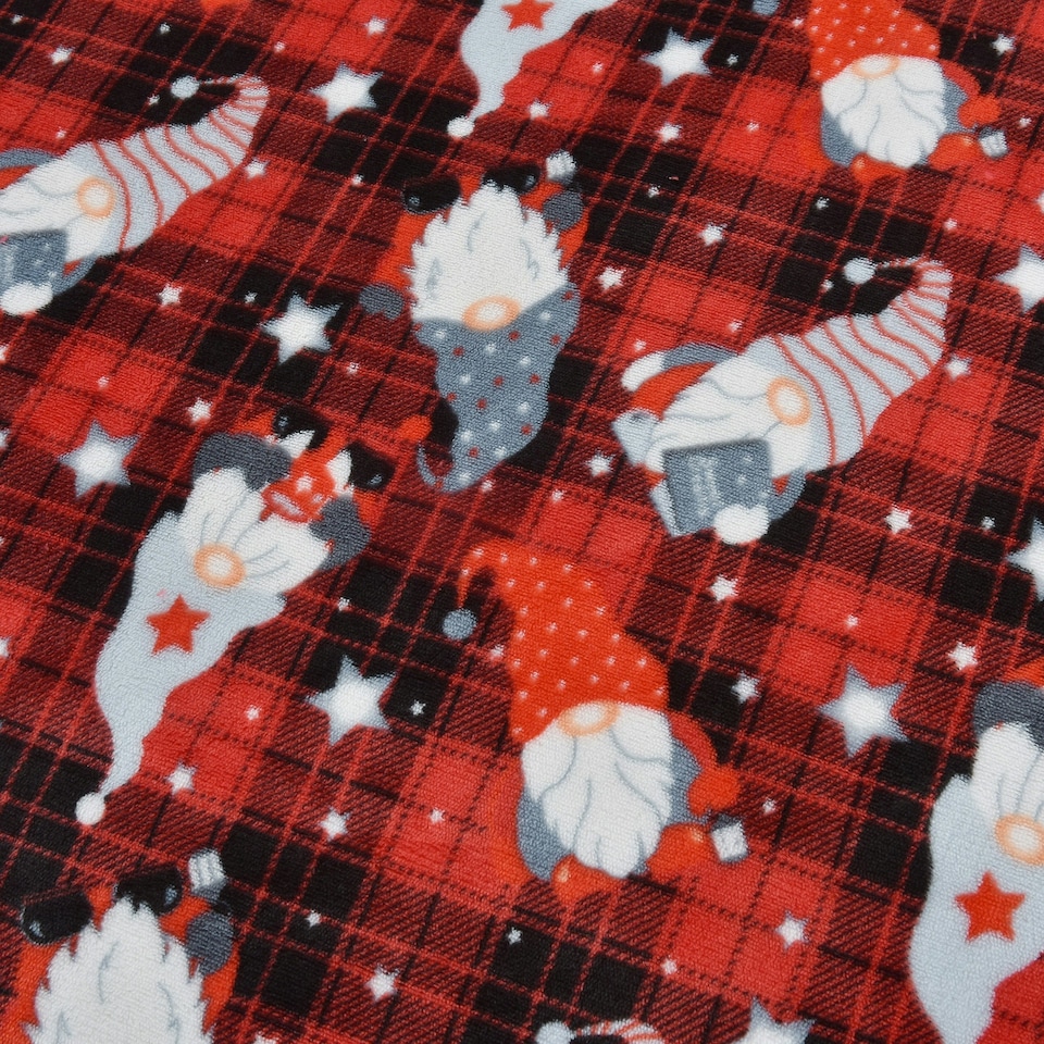 image 1 of Velosso Gonks Check Flannel Printed Cotton Blend Duvet Cover and Pillowcase Set Red | Super King