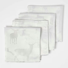 Homescapes Silver Stag Christmas Napkins - Set of 4