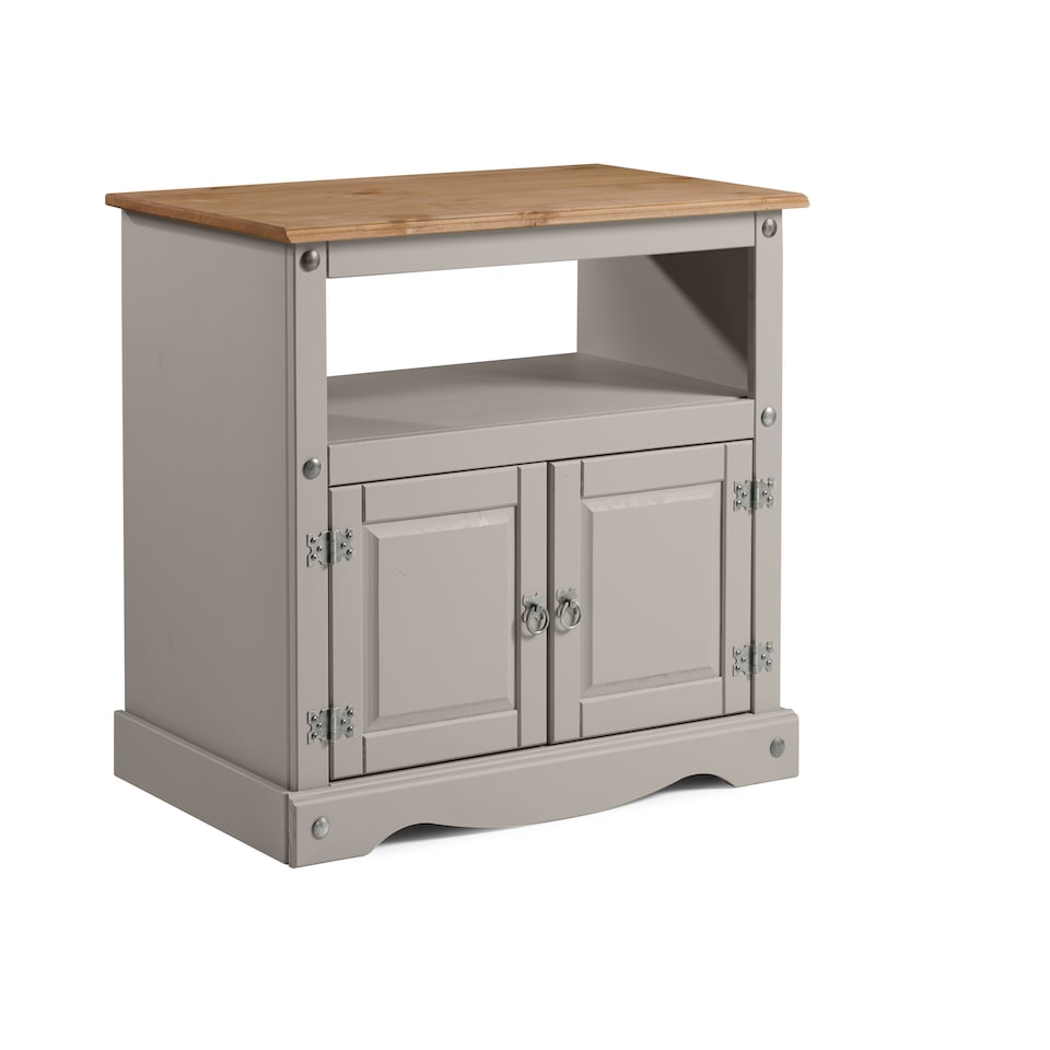 image 1 of Mercers Furniture Corona Grey Wax Straight TV Unit 2 Door 1 Open Shelf Cabinet Stand Solid Wood Pine Wooden with Mexican Styling