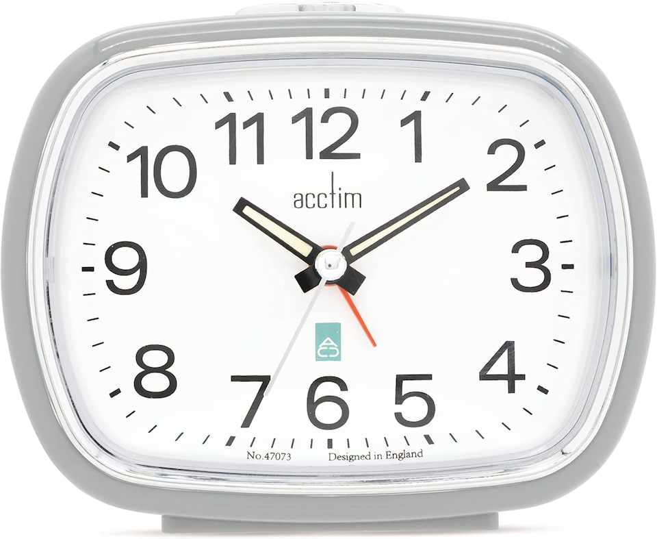 image 1 of Acctim Camille Analogue Alarm Clock Quartz Luminous Hands Chrome Bezel | Grey | Pigeon Grey