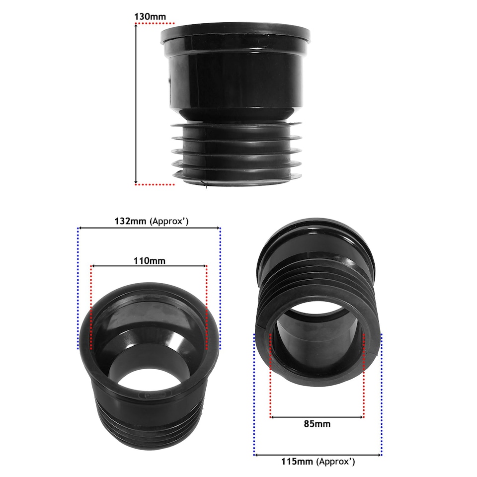 image 1 of SPARES2GO 110mm / 4" Soil Pipe to Clay / Cast Iron Push Fit Waste Drain PVC Connector Adaptor
