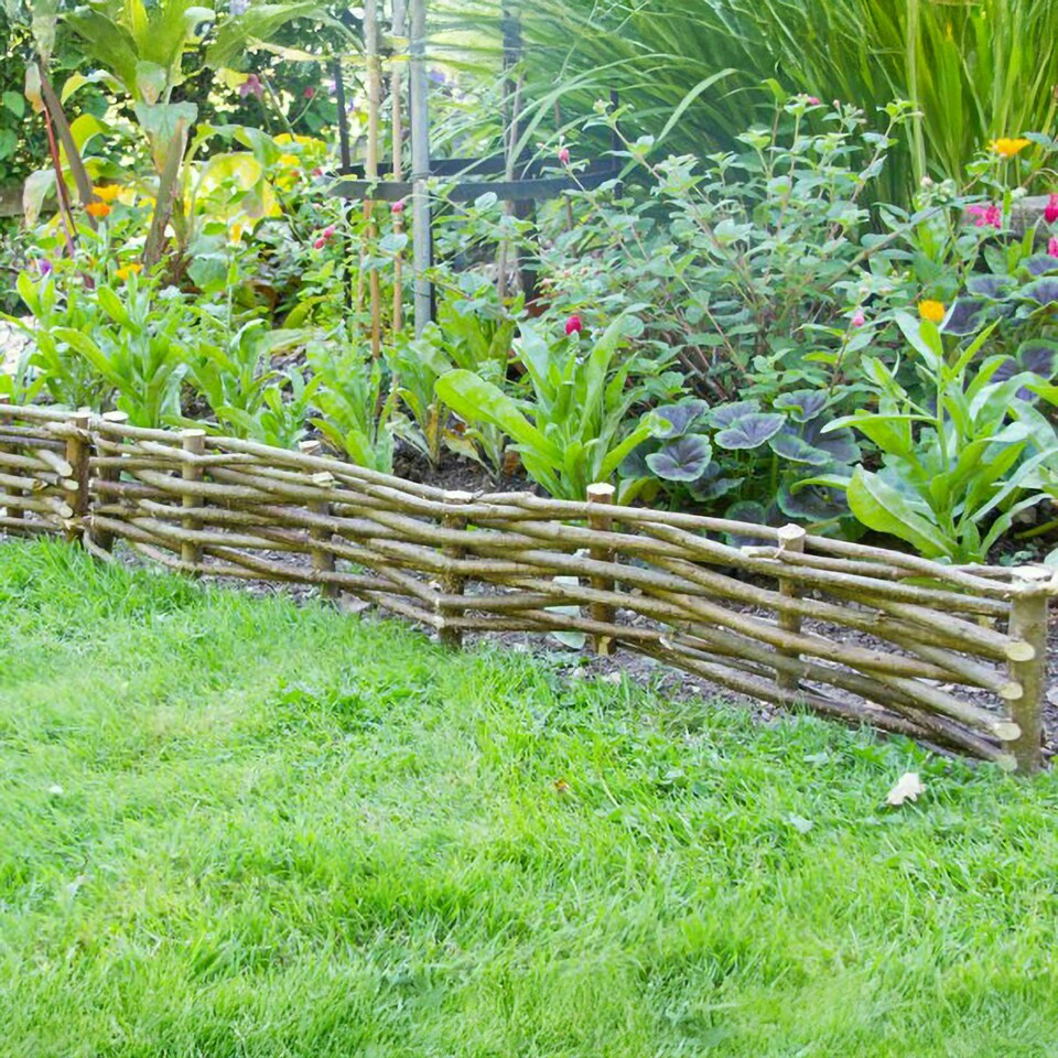 image 1 of 2m Flexible Woven Hazel Hurdle Lawn Edging in Brown Brown