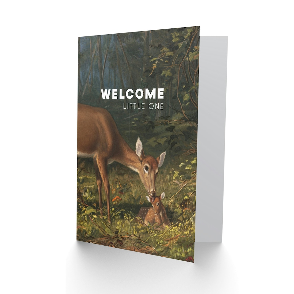 image 1 of Arthur Fitzwilliam Tait New Baby Card Maternal Love Doe and Fawn