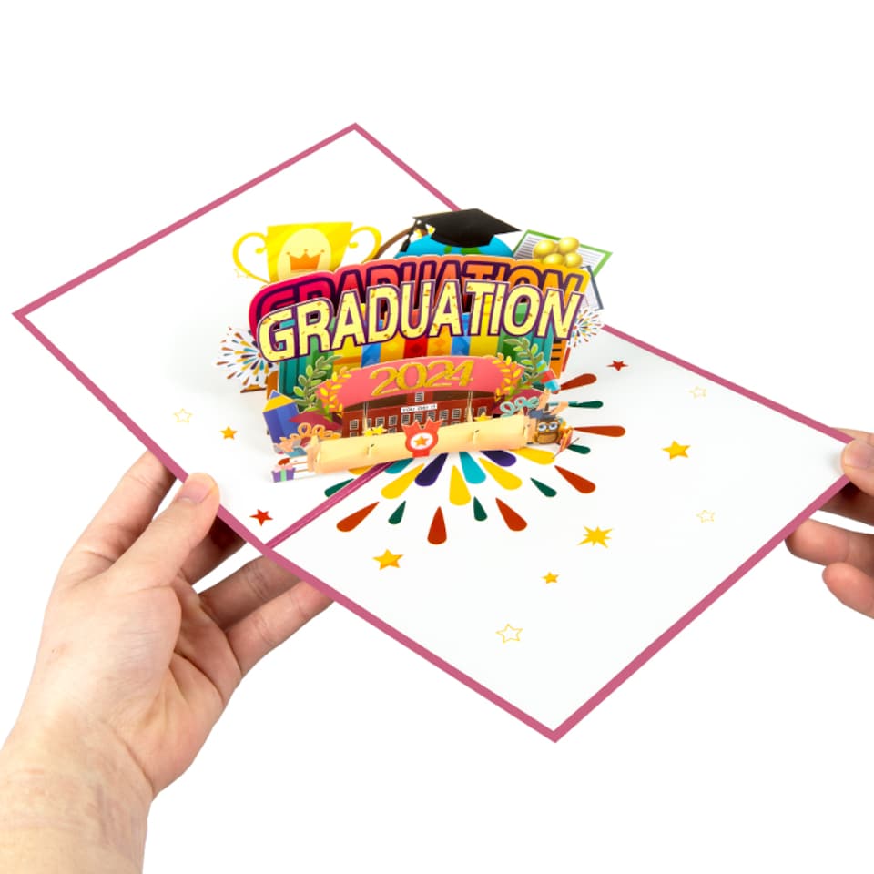 image 1 of Hats Off 3D 2024 Pop Up Graduation Card