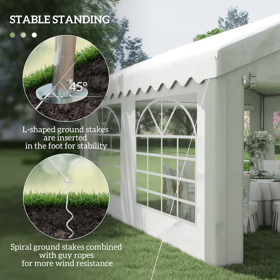 image 1 of Outsunny 4m Gazebo Garden Marquee Canopy Party Carport Shelter Garage Tent White