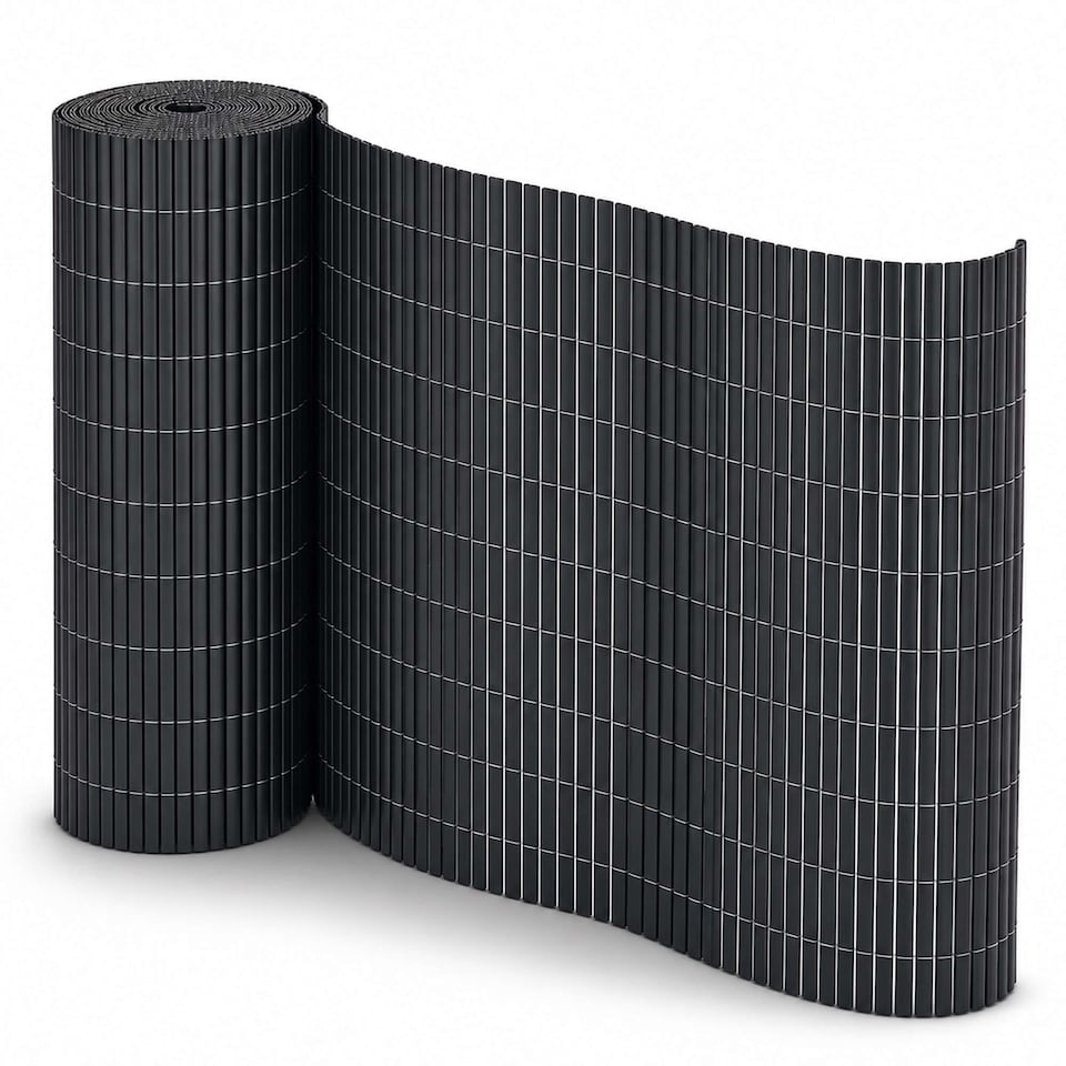 image 1 of 1m x 5m Grey PVC Outdoor Garden Fencing Privacy Screen Roll | Grey | 1
