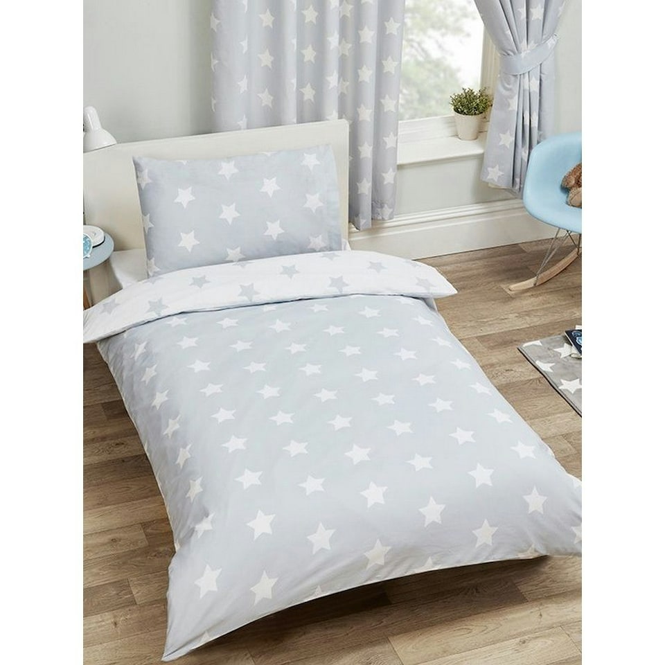 image 1 of Bedding & Beyond Stars Duvet Cover Set - Grey/White - Double Grey | Double