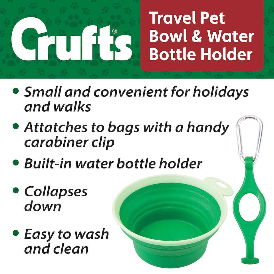 image 1 of PMS Crufts Collapsible Silicone Pet Travel Bowl - Portable Water & Food Dish