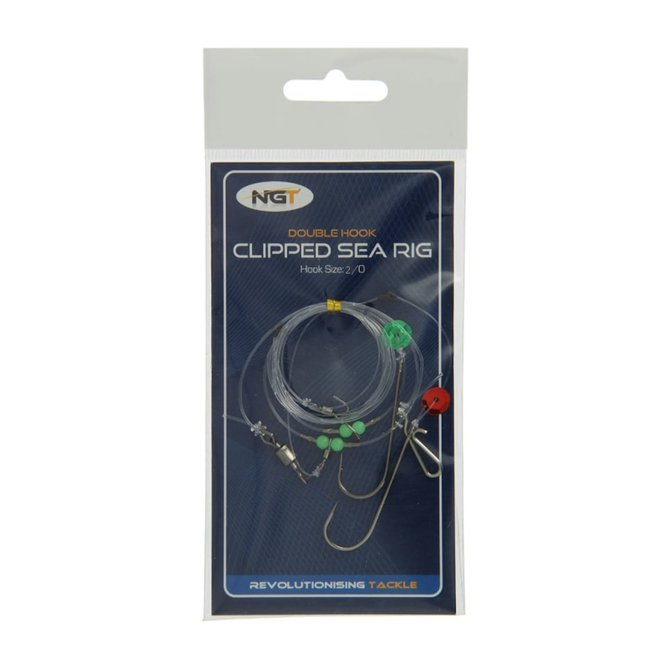 image 1 of NGT Double Hook Clipped Sea Rig - Hook Size 2/0