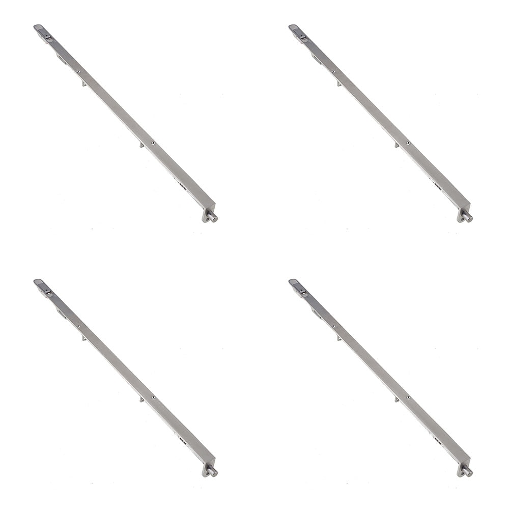 4 PACK Lever Action Flushbolts with Radiused Forend in Satin Stainless Steel for Double Doors