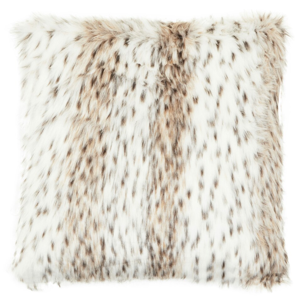 image 1 of Bosie Lamina Animal Print Square Fur Cushion Cream