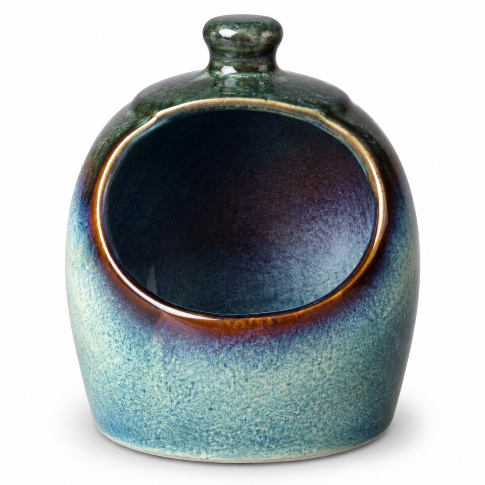 image 1 of Skandi Home Ocean Teal Reactive Glaze Ceramic Kusta Salt Pig