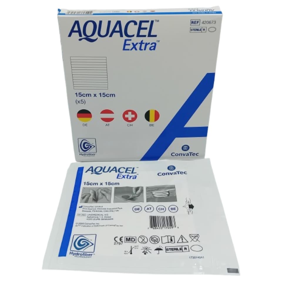 Aquacel Extra Hydrofiber Wound Dressing 15cm x 15cm – Box of 5