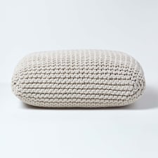 Homescapes Natural Square Cotton Knitted Pouffe Floor Cushion | Cream | 70 x 20 cm