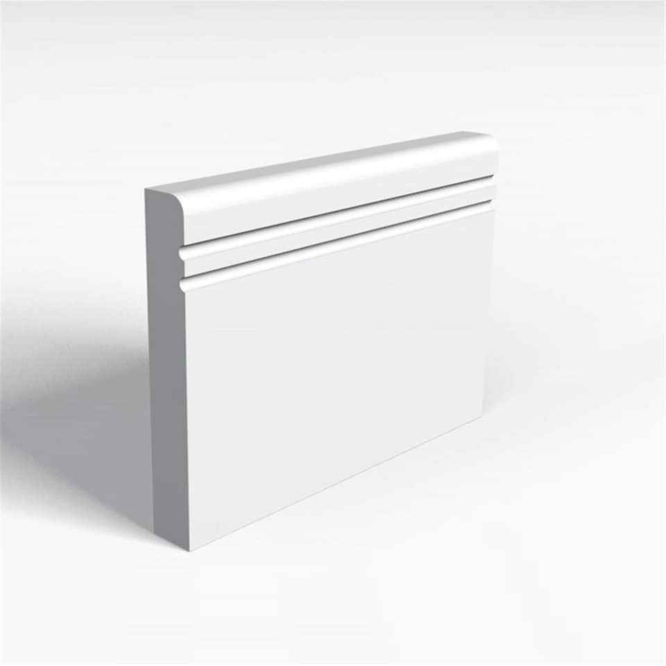 Pack of 15 (Total 15 Units) - MDF Primed Pencil Round and 2 Drip Grooves Skirting Board - 18mm (T) x 194mm (H) x 3050mm (L)