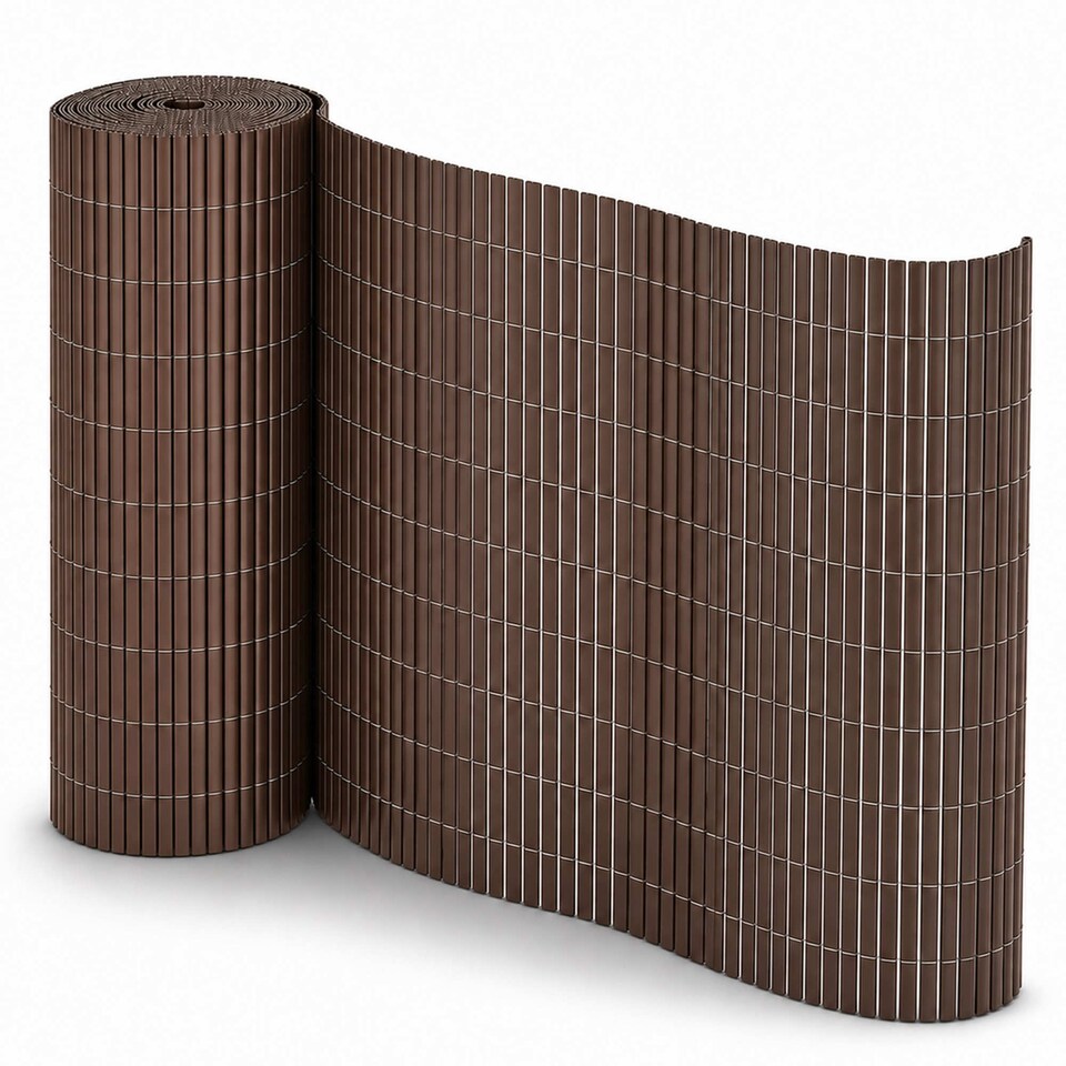 image 1 of 1m x 3m Brown PVC Outdoor Garden Fencing Privacy Screen Roll | Brown | 1