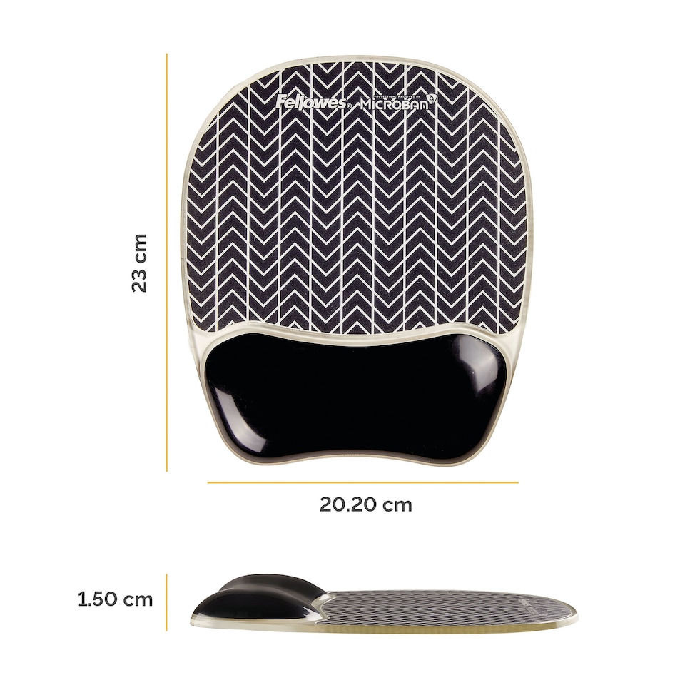 image 1 of Fellowes Photo Gel Mouse Mat with Wrist Support Chevron Design 9653401