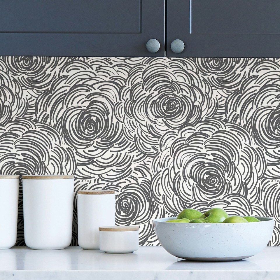 image 1 of NuWallpaper NU3491 Beauty Peel & Stick Wallpaper, Black Multi