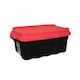 image 1 of 37L Black and Red Tuff Stackable Storage Box with Lid and Carry Handles Black