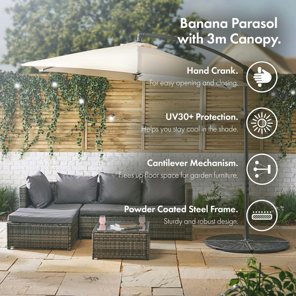 image 1 of VonHaus Banana Parasol 3M Ivory Cream Cream