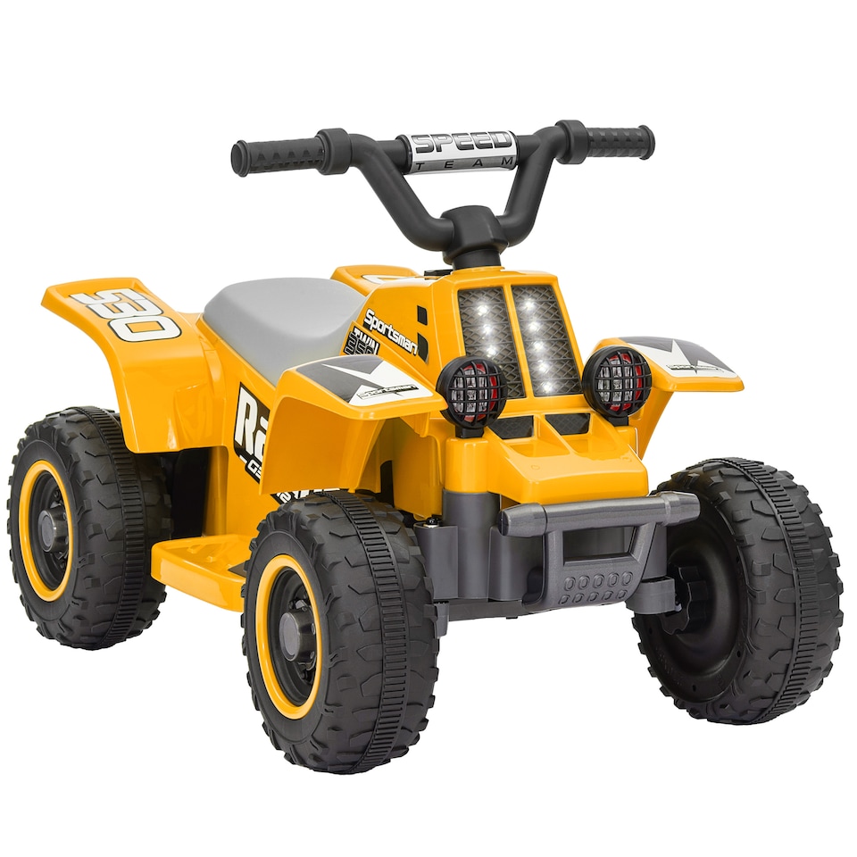 image 1 of AIYAPLAY 6V Electric Car for Kids, Battery Powered Kids ATV, Quad Bike with Forward Backward, LED Headlights, for Ages 18-36 Months, Yellow