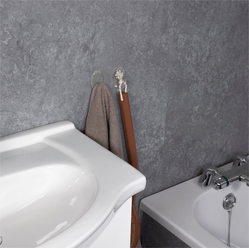 image 1 of St Helens Self Adhesive Reusable Oval Shaped Plastic Hooks (Pack of 3)