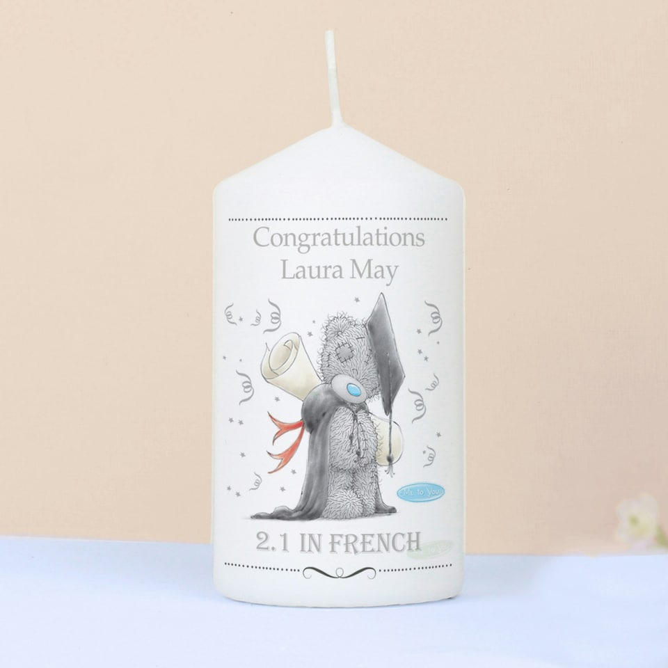 image 1 of Personalised Me to You Graduation Pillar Candle White