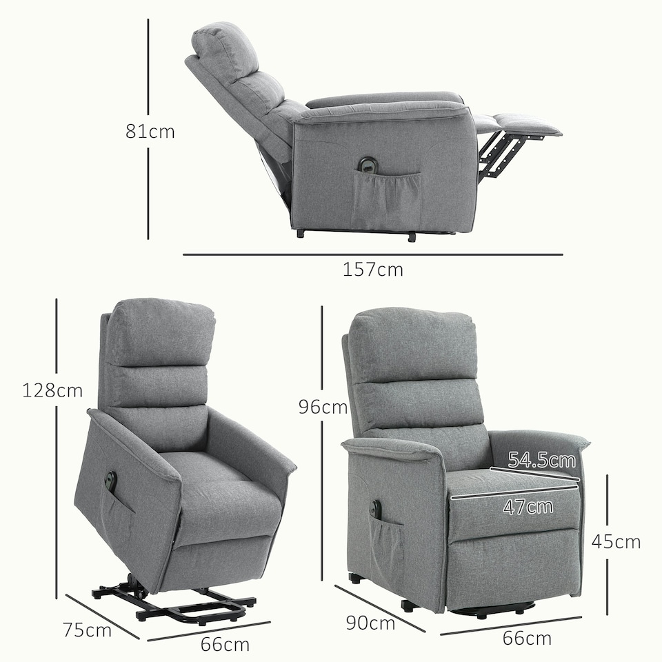 image 1 of HOMCOM Power Lift Recliner Electric Reclining Chair with Remote Grey Grey