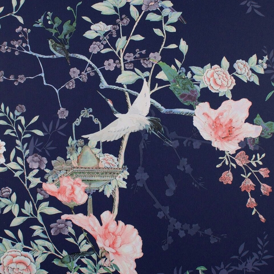 image 1 of Muriva Lipsy Ophelia Wallpaper - Navy - 10m x 53cm Blue