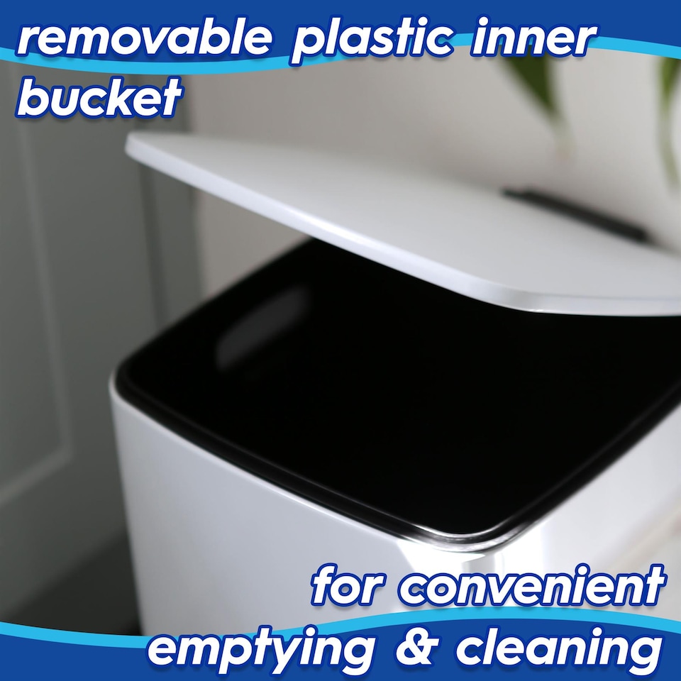 image 1 of Harbour Housewares Square Stainless Steel Kitchen Pedal Bin - 30L - Black | Black | Black